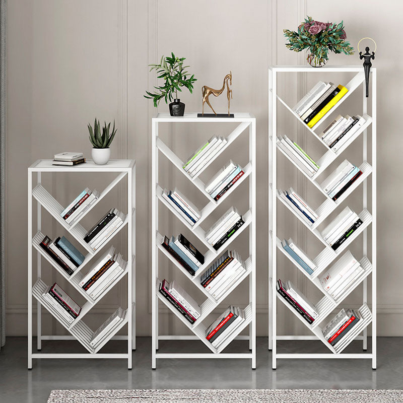 Modern Metal Bookshelf Geometric Open Shelf Bookcase in Burnish