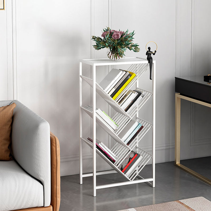 Modern Metal Bookshelf Geometric Open Shelf Bookcase in Burnish