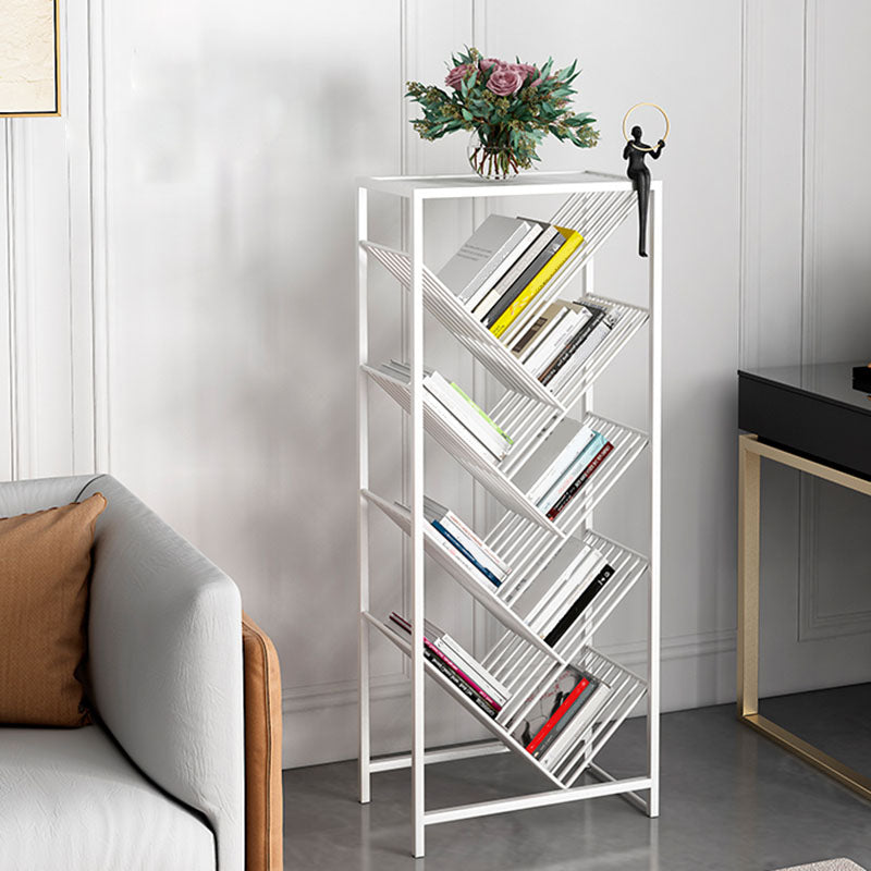 Modern Metal Bookshelf Geometric Open Shelf Bookcase in Burnish