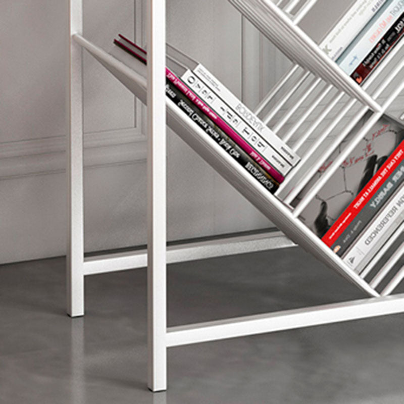 Modern Metal Bookshelf Geometric Open Shelf Bookcase in Burnish