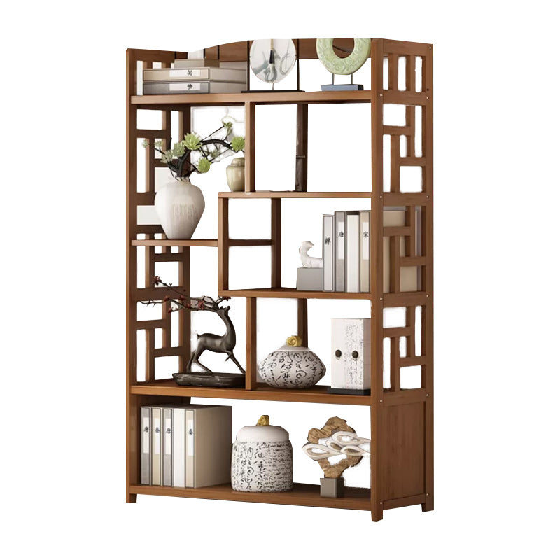 Brown Contemporary Style Standard Bookshelf Solid Bamboo Bookcase for Study Room