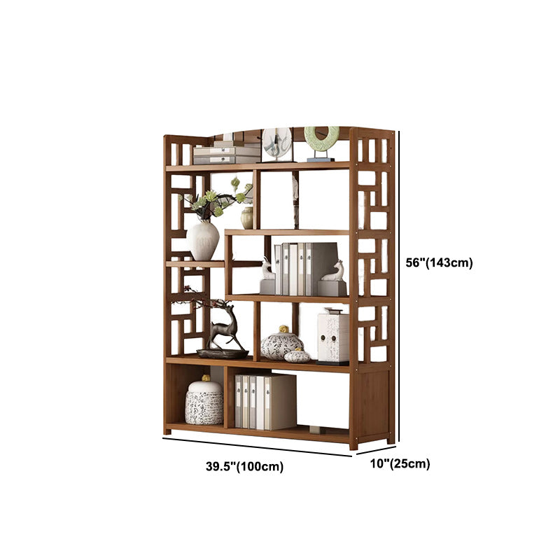 Brown Contemporary Style Standard Bookshelf Solid Bamboo Bookcase for Study Room