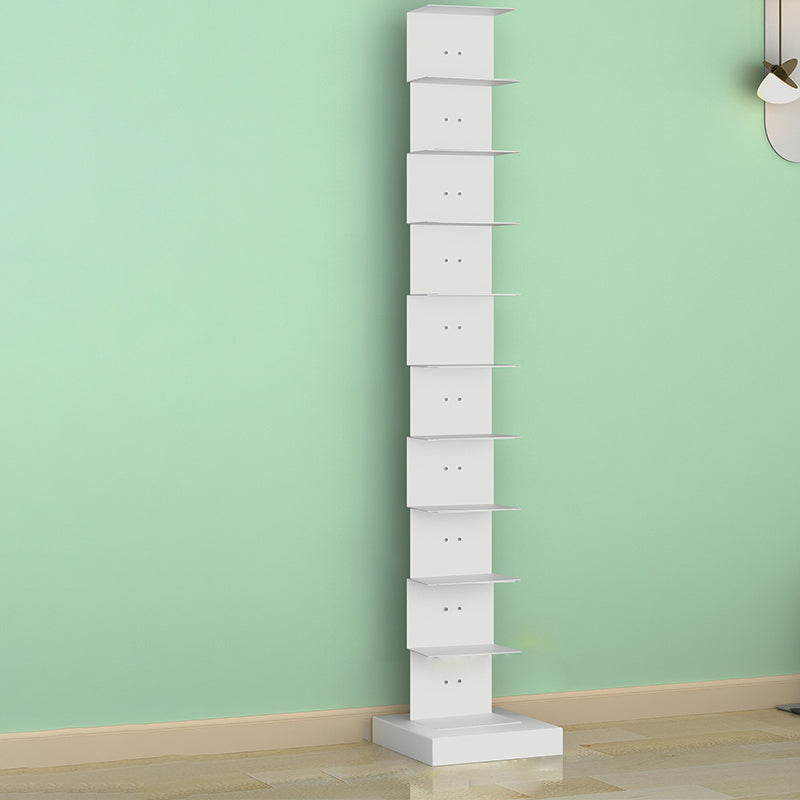 Modern Steel Bookcase, White, Geometric Bookshelf for Any Room