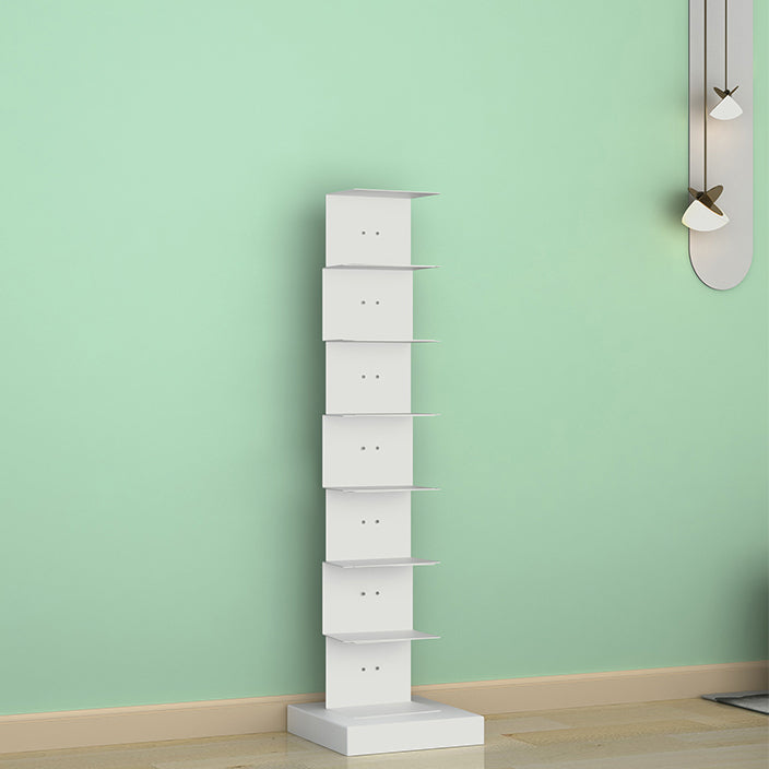 Modern Steel Bookcase, White, Geometric Bookshelf for Any Room