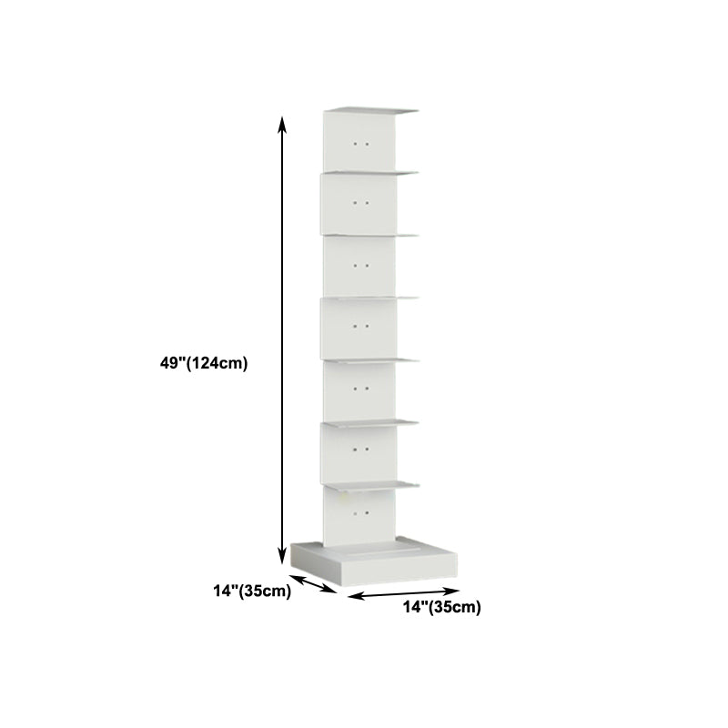 Modern Steel Bookcase, White, Geometric Bookshelf for Any Room