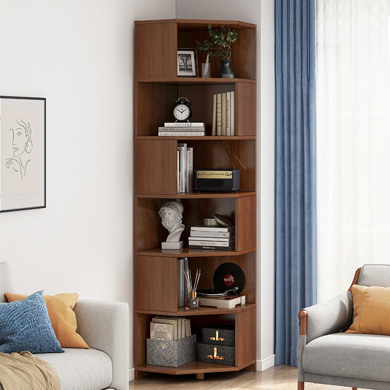 Wooden Bookcase 18" W Vertical Closed Back Bookshelf for Living Room