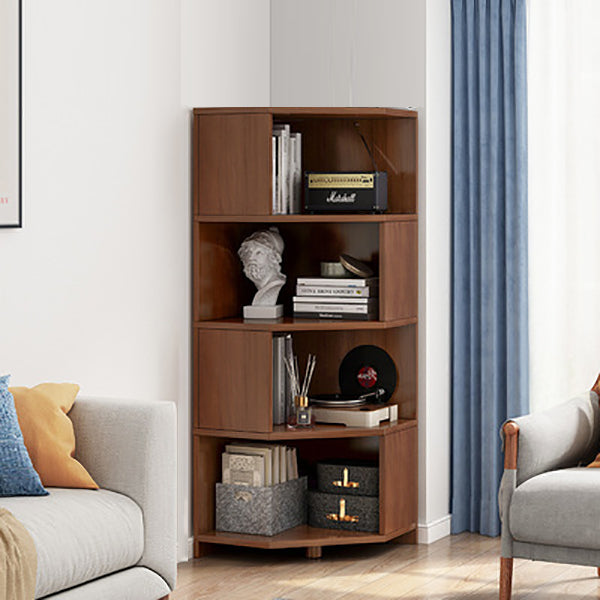 Wooden Bookcase 18" W Vertical Closed Back Bookshelf for Living Room