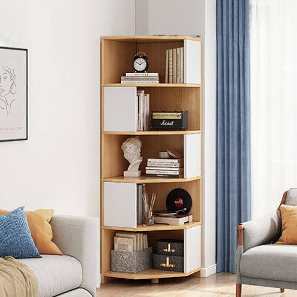 Wooden Bookcase 18" W Vertical Closed Back Bookshelf for Living Room