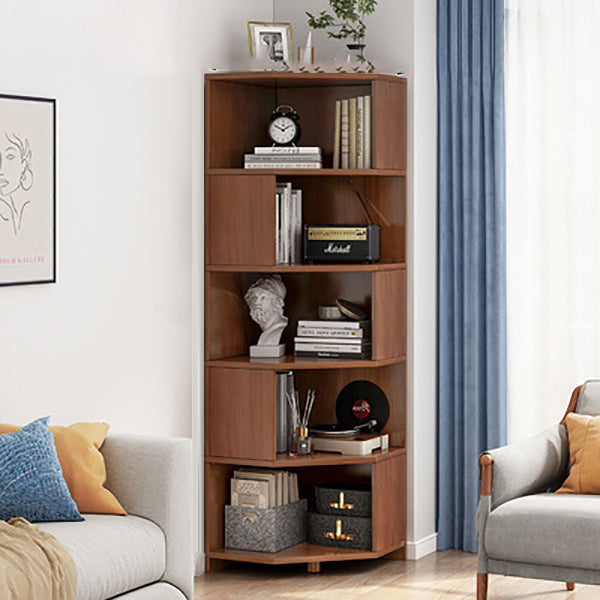 Wooden Bookcase 18" W Vertical Closed Back Bookshelf for Living Room