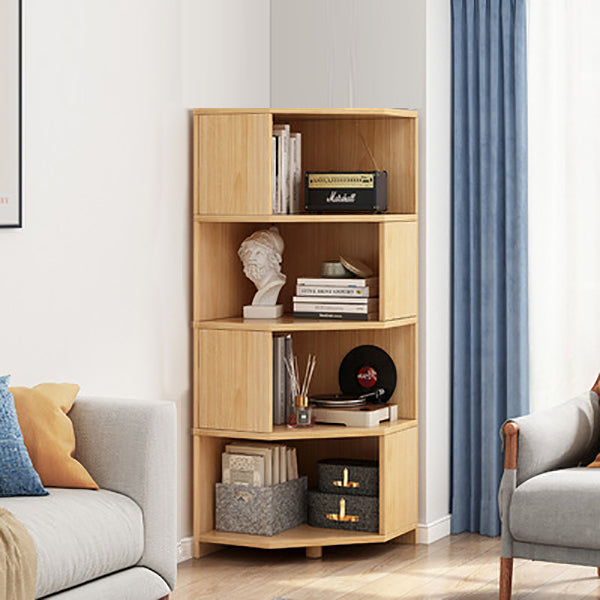 Wooden Bookcase 18" W Vertical Closed Back Bookshelf for Living Room