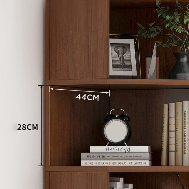 Wooden Bookcase 18" W Vertical Closed Back Bookshelf for Living Room