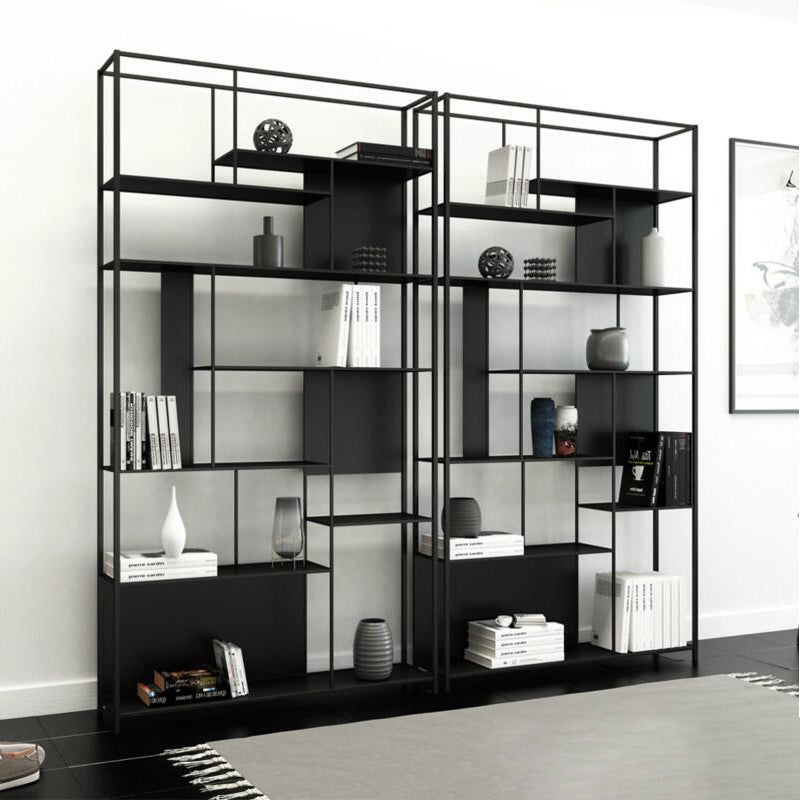 Rectangle Metal Bookshelf Scandinavian Open Bookcase with Shelves