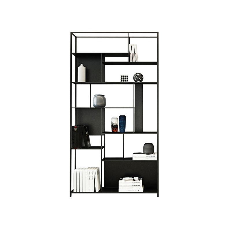 Rectangle Metal Bookshelf Scandinavian Open Bookcase with Shelves