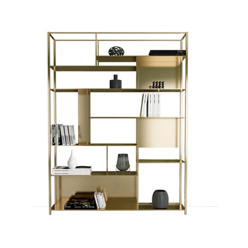 Rectangle Metal Bookshelf Scandinavian Open Bookcase with Shelves