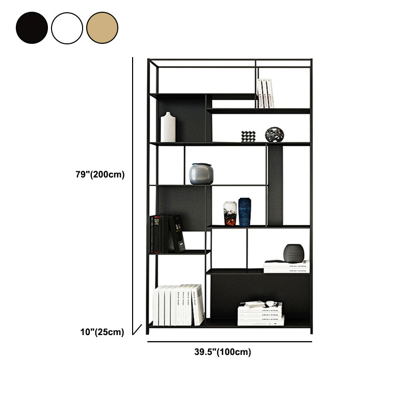 Rectangle Metal Bookshelf Scandinavian Open Bookcase with Shelves