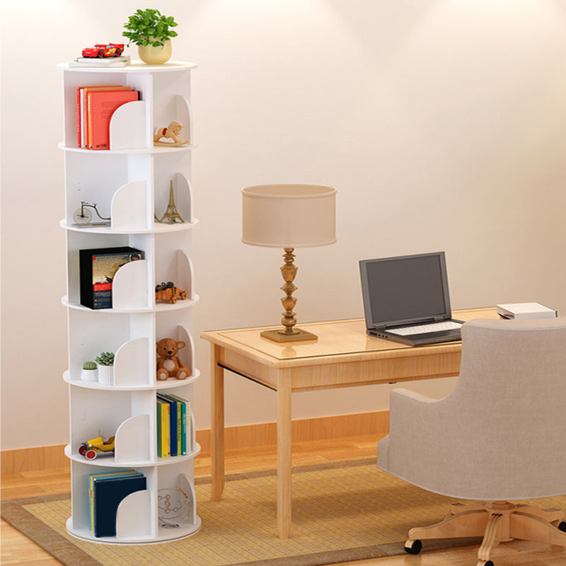 Modern Engineered Wood Bookcase, White, Geometric Bookshelf for Any Room