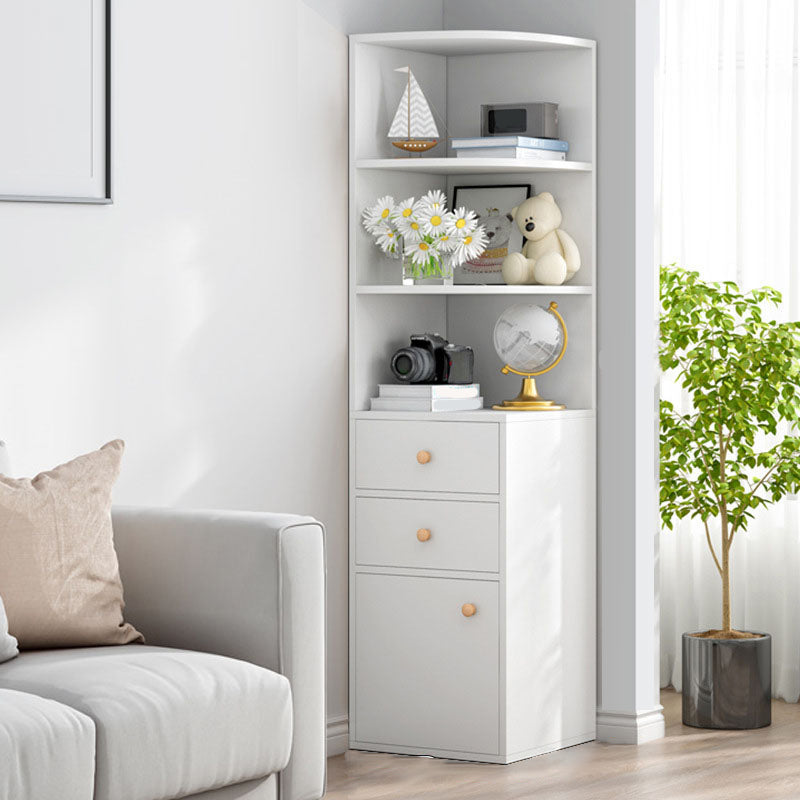 Modern Wooden Bookcase Storage and Display Shelves 64.2" H X 15.7" W Bookshelf with Drawer