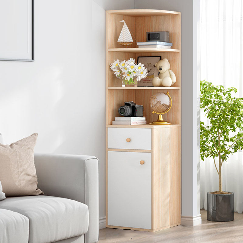 Modern Wooden Bookcase Storage and Display Shelves 64.2" H X 15.7" W Bookshelf with Drawer