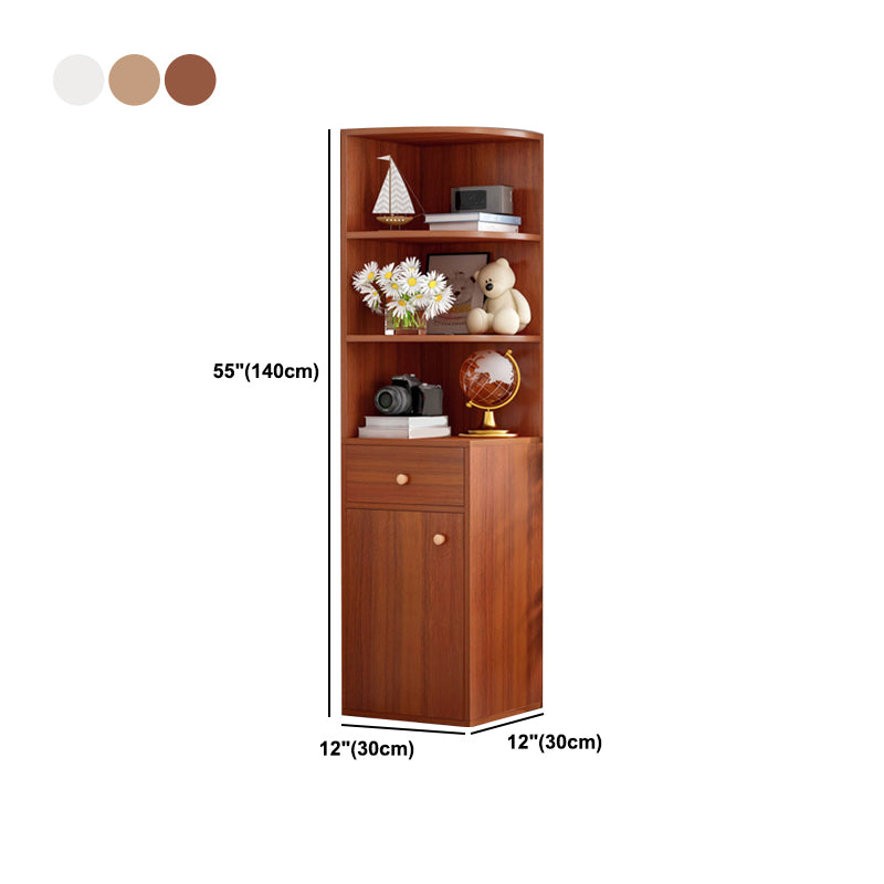 Modern Wooden Bookcase Storage and Display Shelves 64.2" H X 15.7" W Bookshelf with Drawer