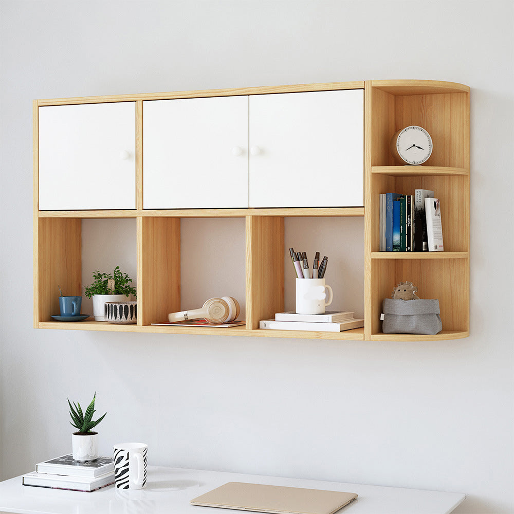 Modern Wall Mounted Bookcase Horizontal Engineered Wood Closed Back Bookshelf