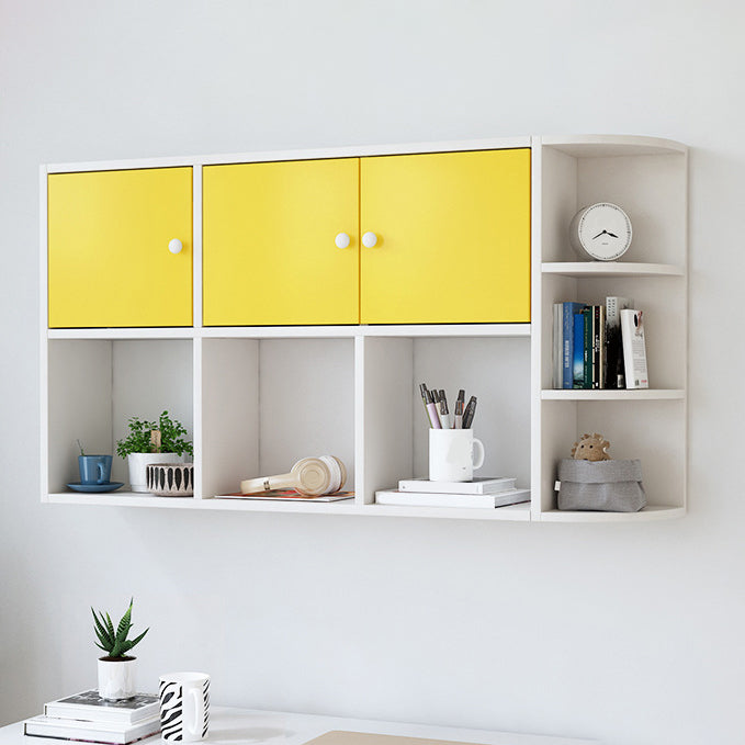 Modern Wall Mounted Bookcase Horizontal Engineered Wood Closed Back Bookshelf