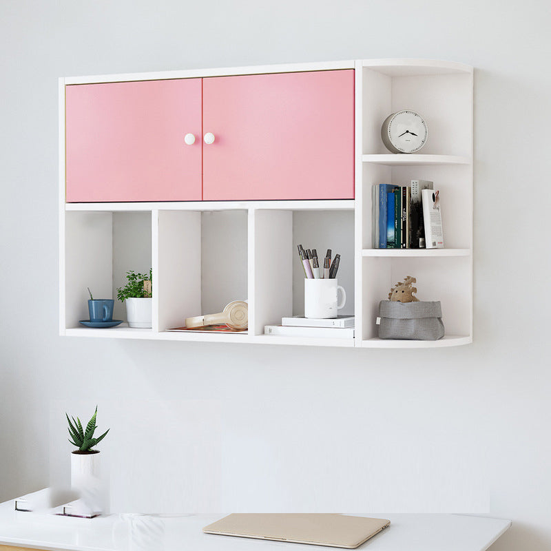 Modern Wall Mounted Bookcase Horizontal Engineered Wood Closed Back Bookshelf