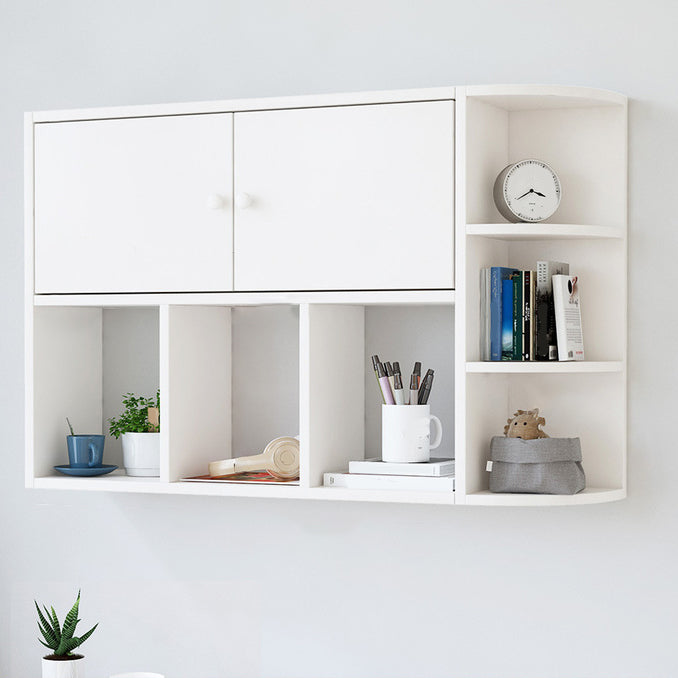 Modern Wall Mounted Bookcase Horizontal Engineered Wood Closed Back Bookshelf