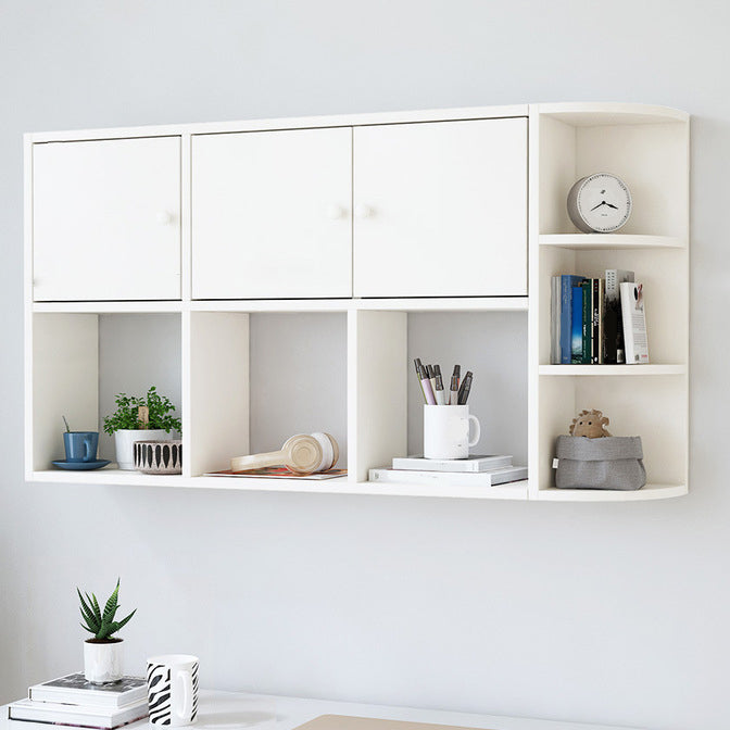 Modern Wall Mounted Bookcase Horizontal Engineered Wood Closed Back Bookshelf