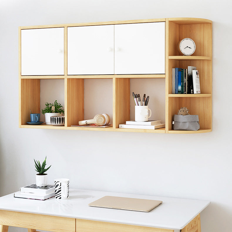 Modern Wall Mounted Bookcase Horizontal Engineered Wood Closed Back Bookshelf
