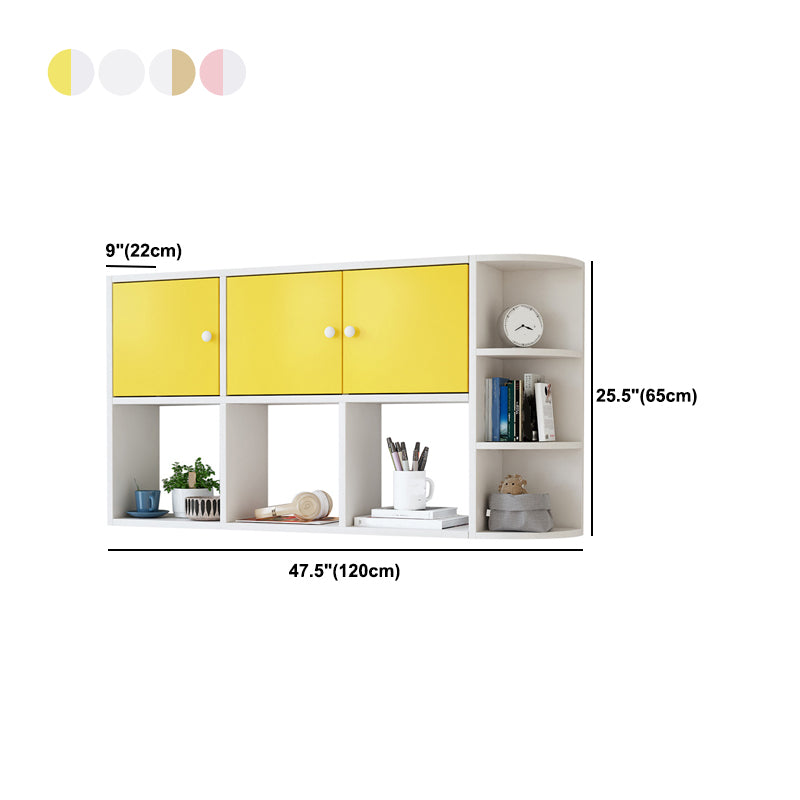 Modern Wall Mounted Bookcase Horizontal Engineered Wood Closed Back Bookshelf