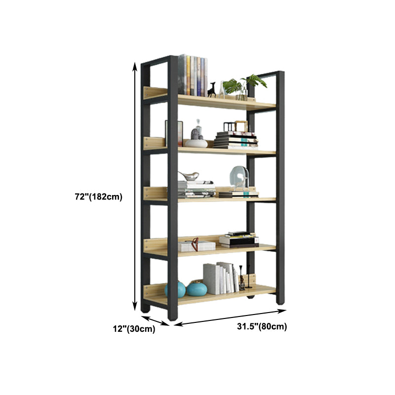 Modern Etagere Mental Bookcase Open Back Bookshelf for Balcony and Living Room