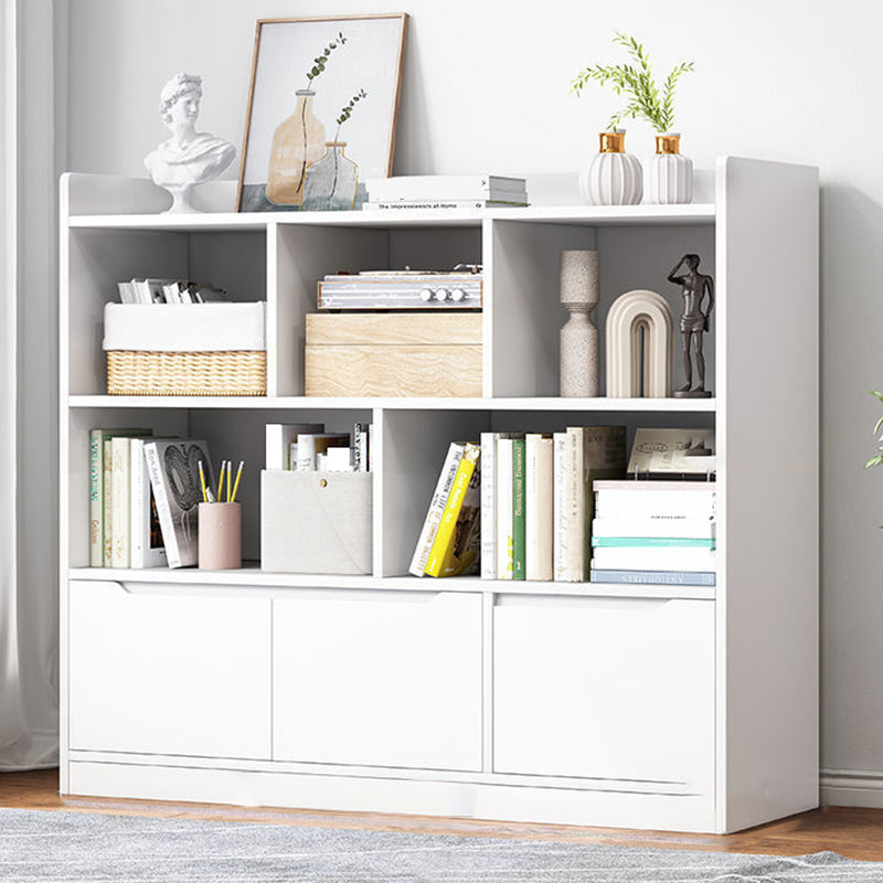 44.4"H Modern Bookshelf Wood Geometric Matte Finish Closed Back Bookcase with Drawers