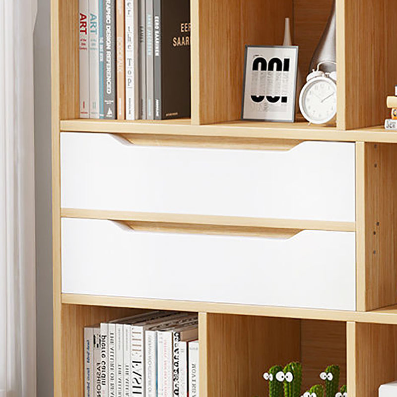 44.4"H Modern Bookshelf Wood Geometric Matte Finish Closed Back Bookcase with Drawers