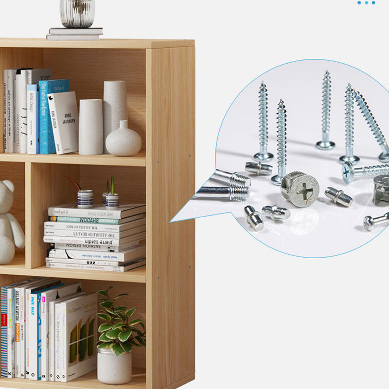 44.4"H Modern Bookshelf Wood Geometric Matte Finish Closed Back Bookcase with Drawers