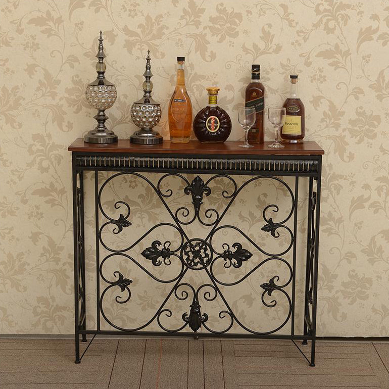 French Country Wood Frame Console Table Rectangle for Hall Dark Brown&White Sofa Table