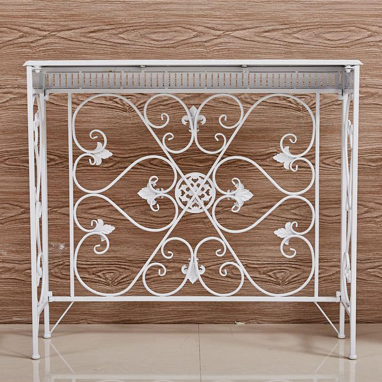 French Country Wood Frame Console Table Rectangle for Hall Dark Brown&White Sofa Table