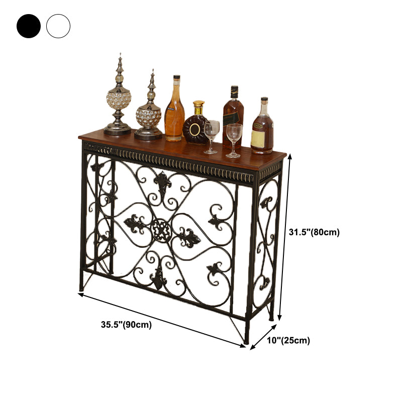 French Country Wood Frame Console Table Rectangle for Hall Dark Brown&White Sofa Table