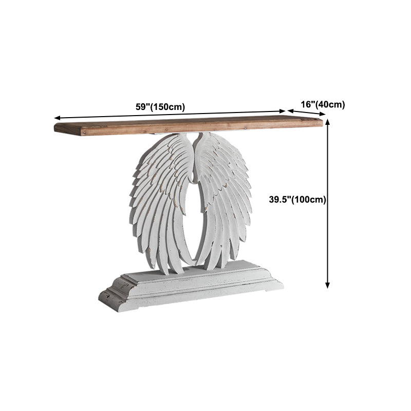 French Country Console Table Pedestal Rectangle Distressed Solid Wood Console