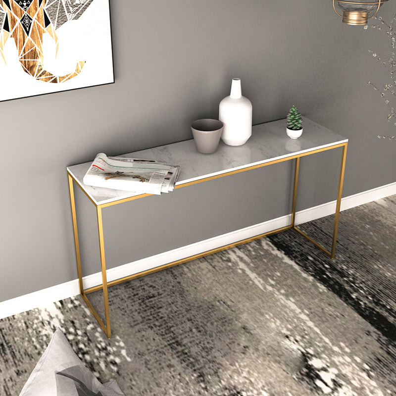 Glam Marble Iron Rectangle Sofa Table Stain Resistant Frame Console Table
