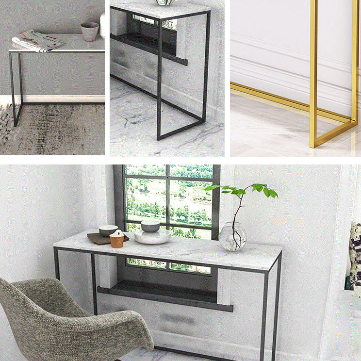 Glam Marble Iron Rectangle Sofa Table Stain Resistant Frame Console Table
