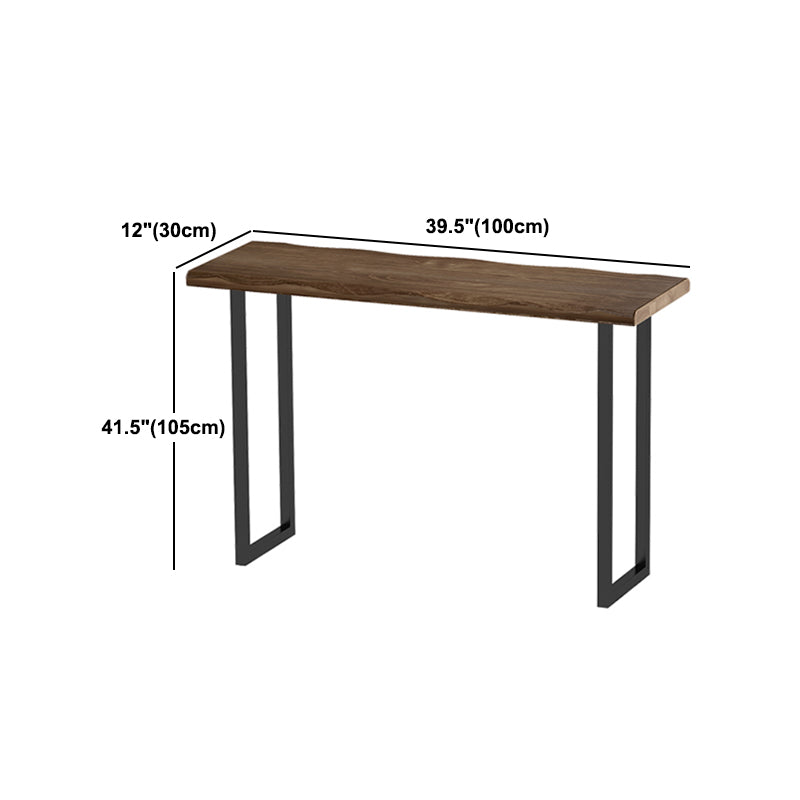 Wood Bar Table Modern Rectangle Bar Dining Table with Double Pedestal for Living Room