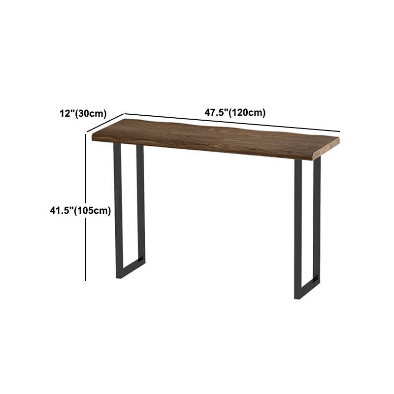 Wood Bar Table Modern Rectangle Bar Dining Table with Double Pedestal for Living Room