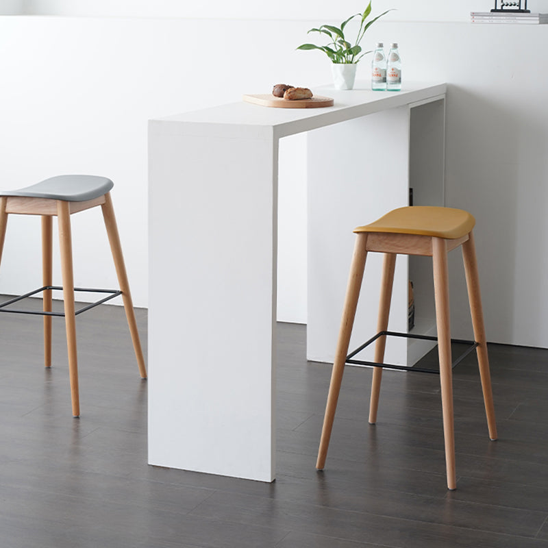 Modern Wood Legs Counter Chair Indoor Footrest Saddle Seat Counter Bar Stool