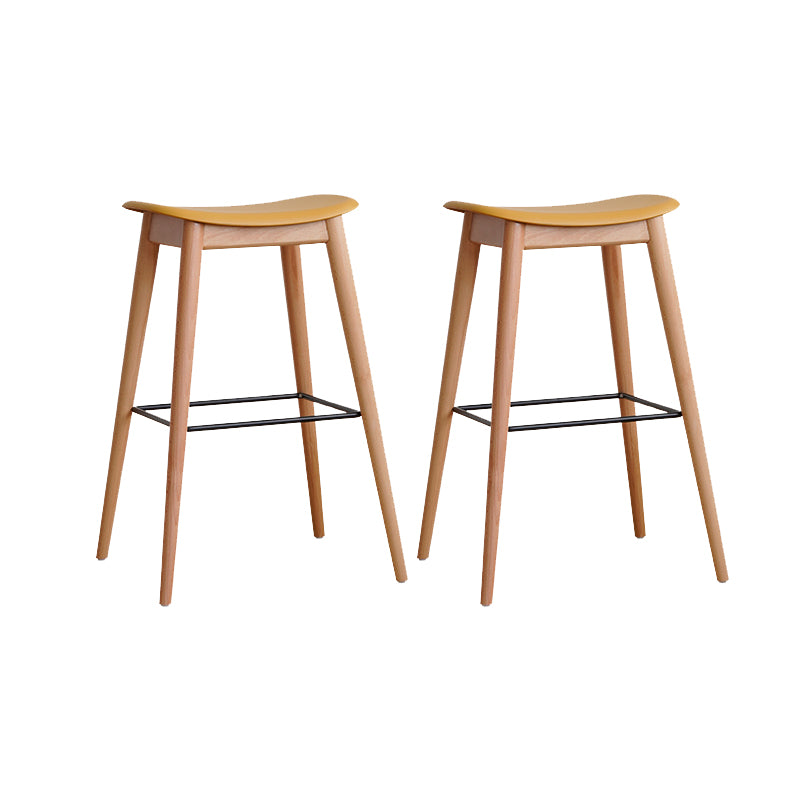 Modern Wood Legs Counter Chair Indoor Footrest Saddle Seat Counter Bar Stool