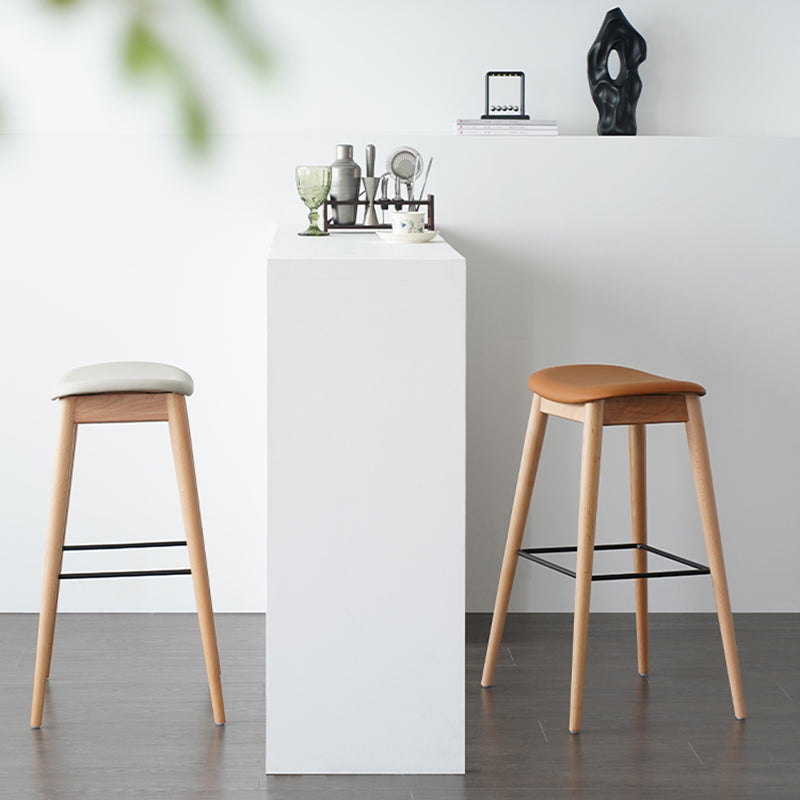 Modern Wood Legs Counter Chair Indoor Footrest Saddle Seat Counter Bar Stool