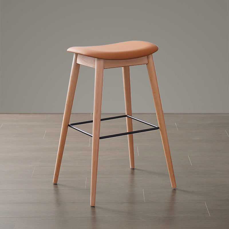 Modern Wood Legs Counter Chair Indoor Footrest Saddle Seat Counter Bar Stool