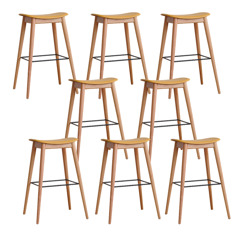 Modern Wood Legs Counter Chair Indoor Footrest Saddle Seat Counter Bar Stool