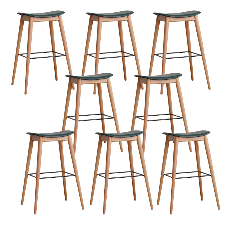 Modern Wood Legs Counter Chair Indoor Footrest Saddle Seat Counter Bar Stool
