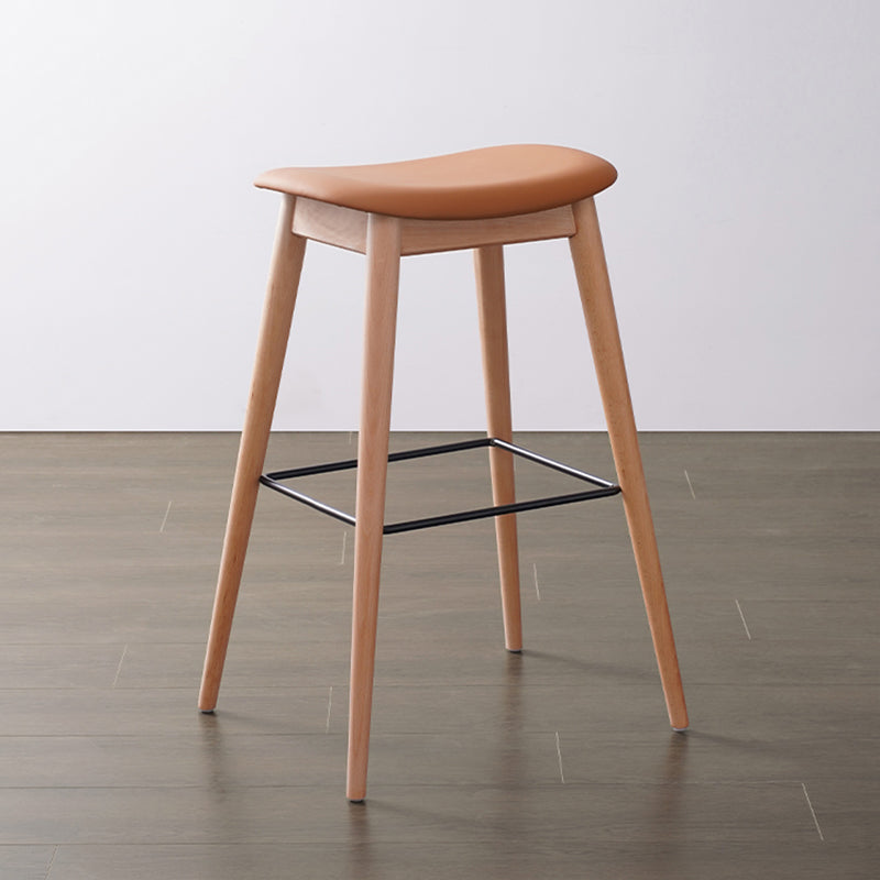 Modern Wood Legs Counter Chair Indoor Footrest Saddle Seat Counter Bar Stool