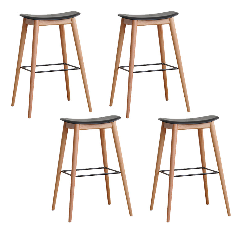 Modern Wood Legs Counter Chair Indoor Footrest Saddle Seat Counter Bar Stool
